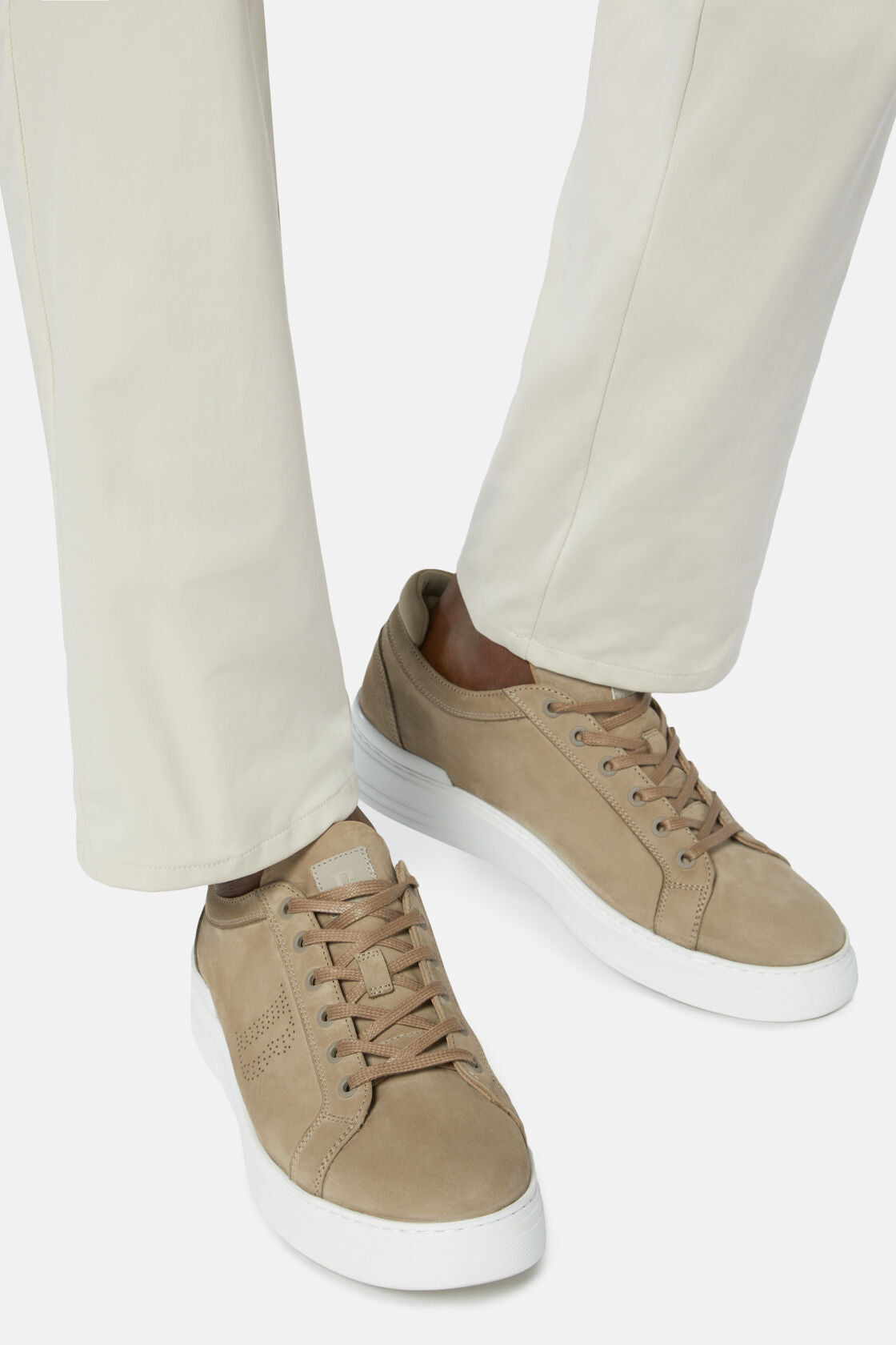 Boggi Brown Nubuck Leather Trainers with Logo