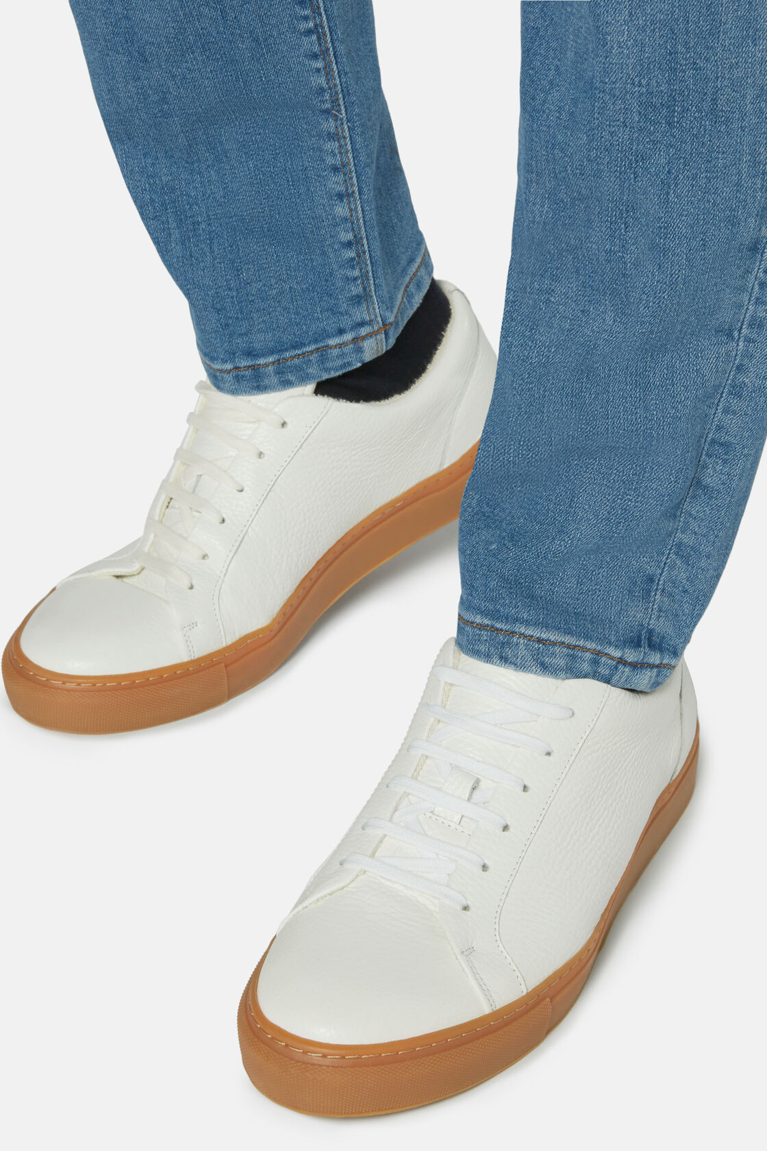 Boggi White Tumbled Leather Trainers