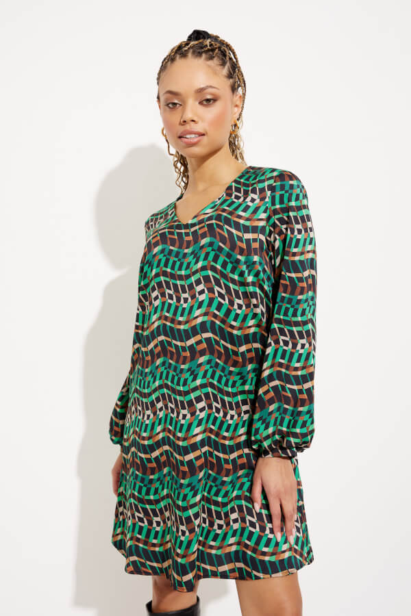 Joseph Ribkoff Geo Print Puff Sleeve Dress