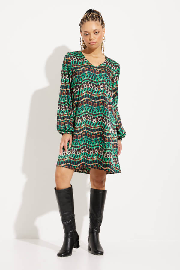 Joseph Ribkoff Geo Print Puff Sleeve Dress