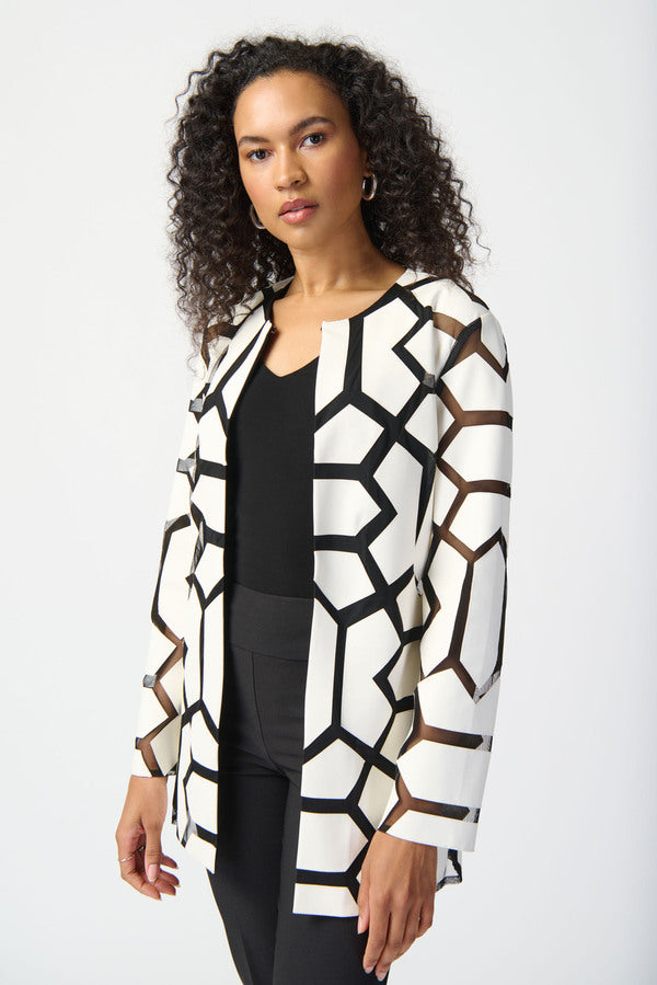 Geometric Pattern Dual Fabric Jacket