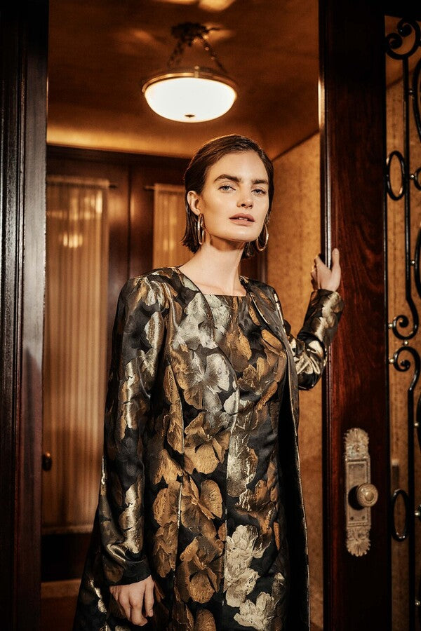 Joseph Ribkopff Foil Leaf Open Front Coat