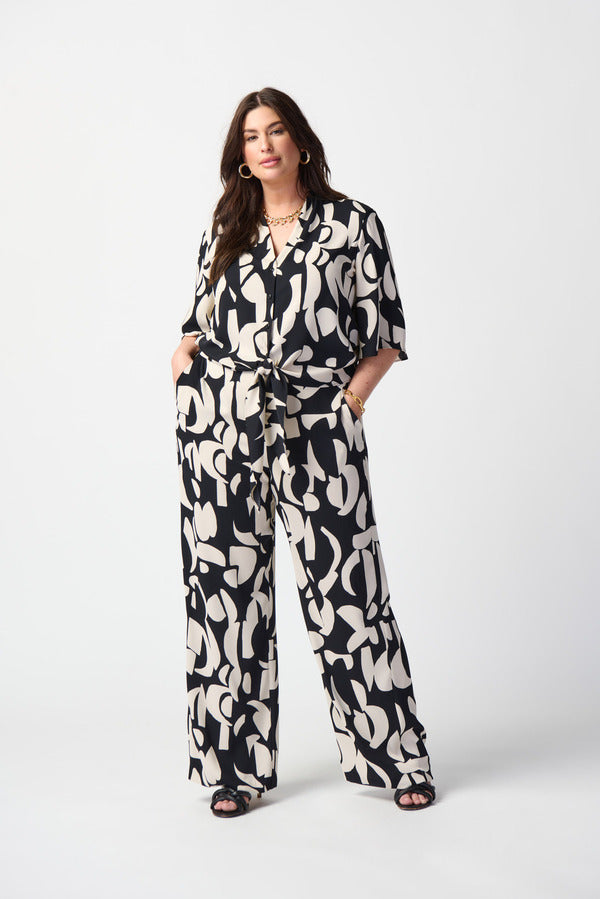 Two-tone Wide Leg Pants