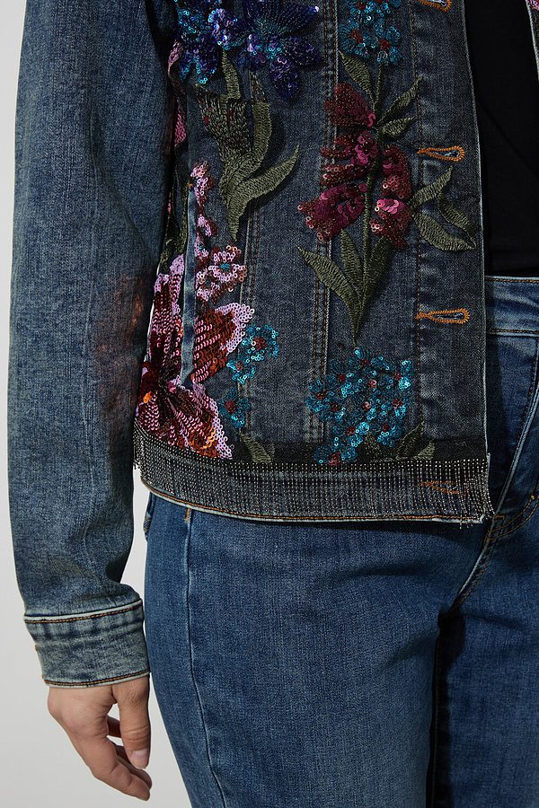 JOSEPH RIBKOFF Sequined Jean Jacket Style 223928