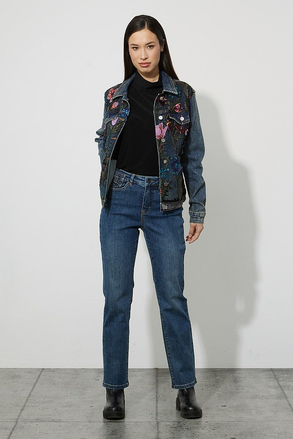 JOSEPH RIBKOFF Sequined Jean Jacket Style 223928