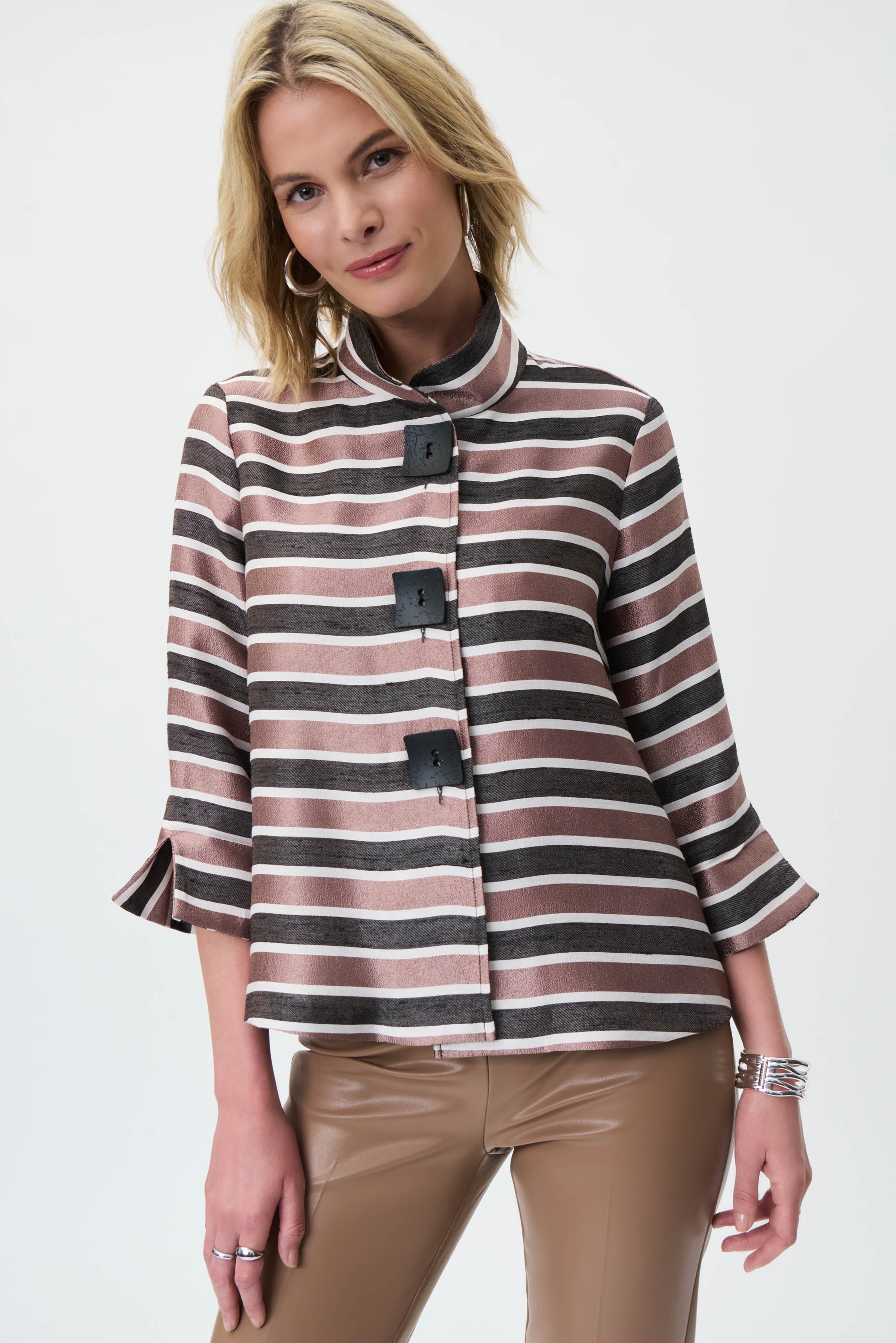 JOSEPH RIBKOFF Striped Button Front Jacket Style 231243