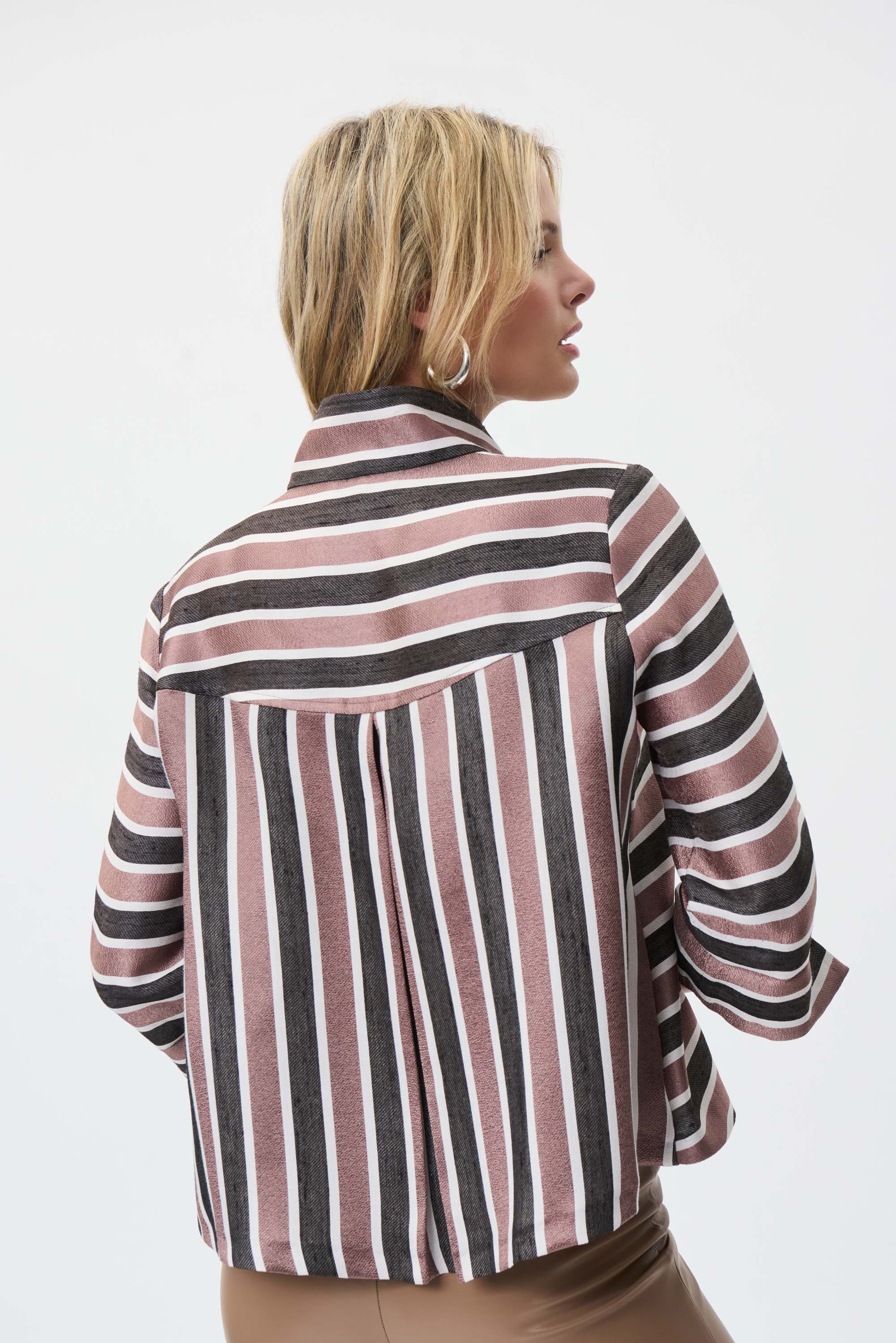 JOSEPH RIBKOFF Striped Button Front Jacket Style 231243