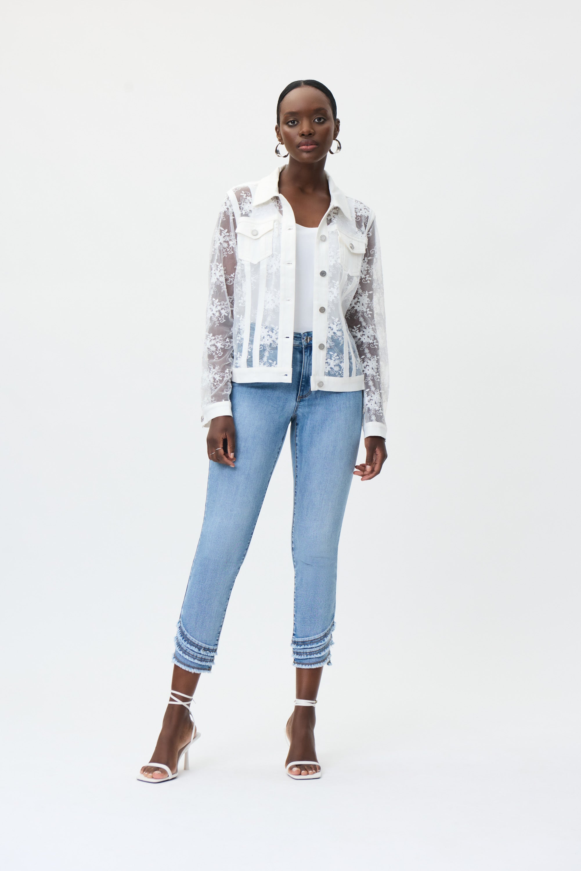 JOSEPH RIBKOFF Printed Denim Jacket Style 232916