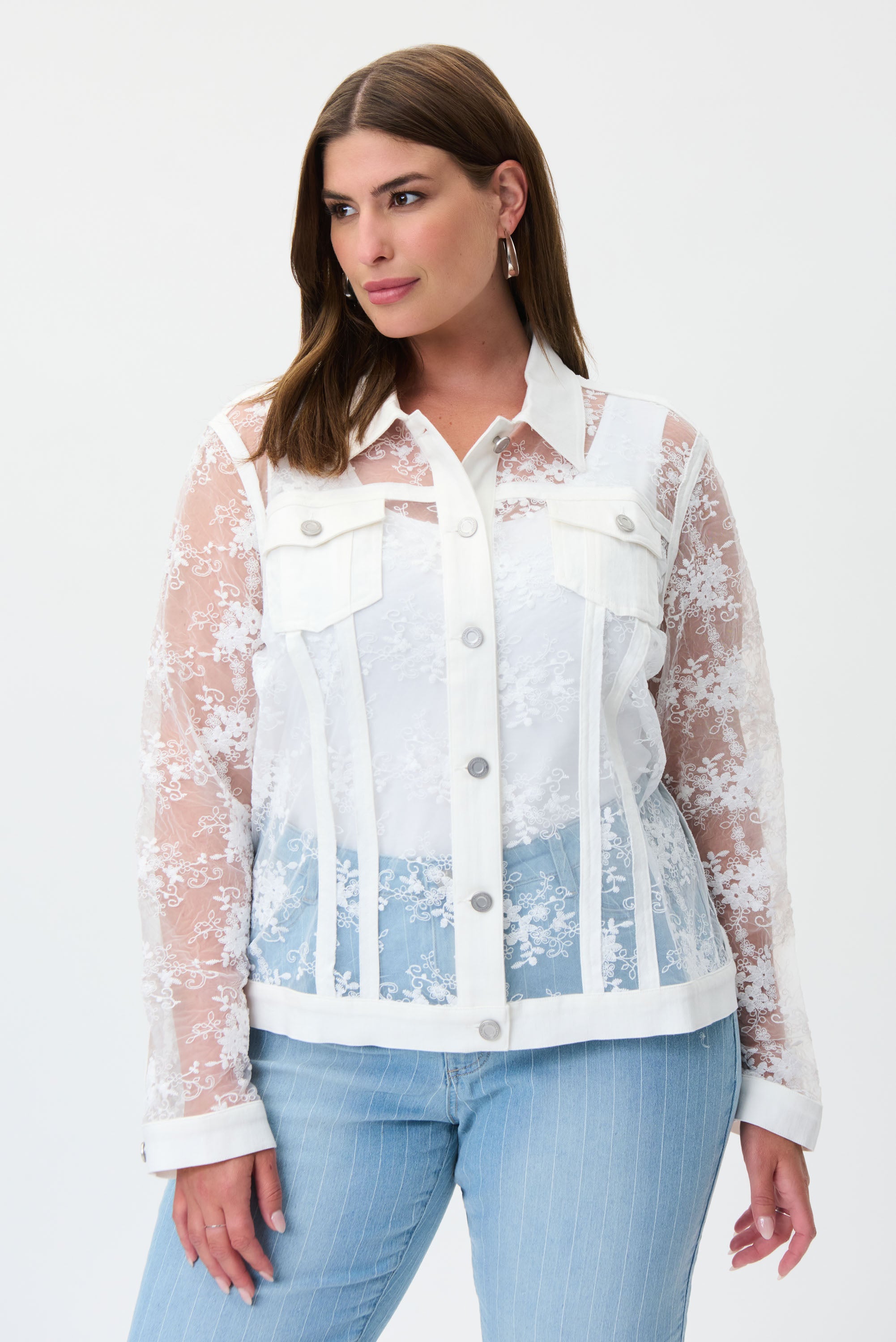 JOSEPH RIBKOFF Printed Denim Jacket Style 232916