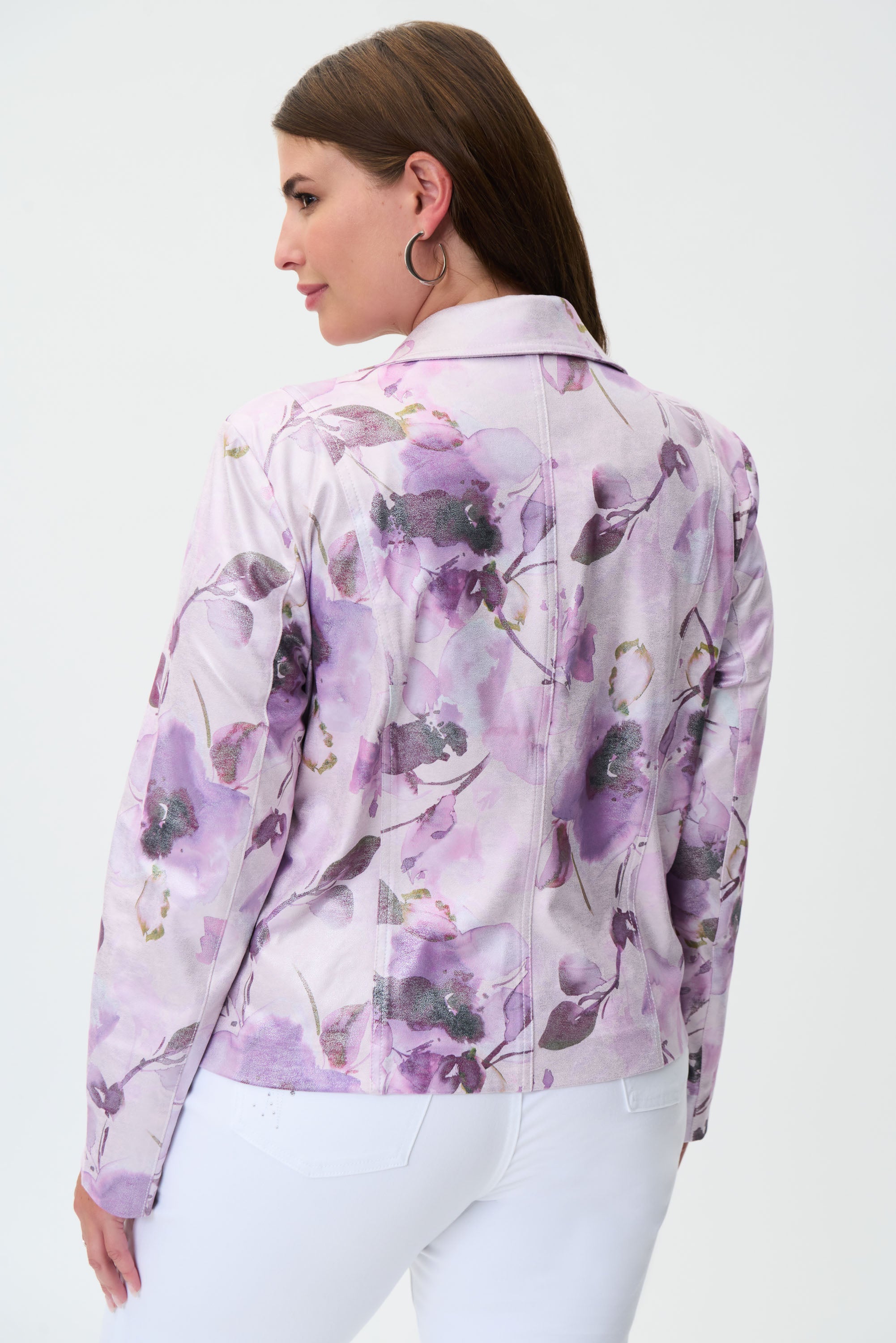 JOSEPH RIBKOFF Floral & Suede Moto Jacket Style 232918