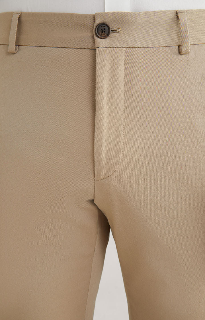 Joop! Slim Fit Hank Chinos In Beige In Stretch Cotton, With Logo Patch