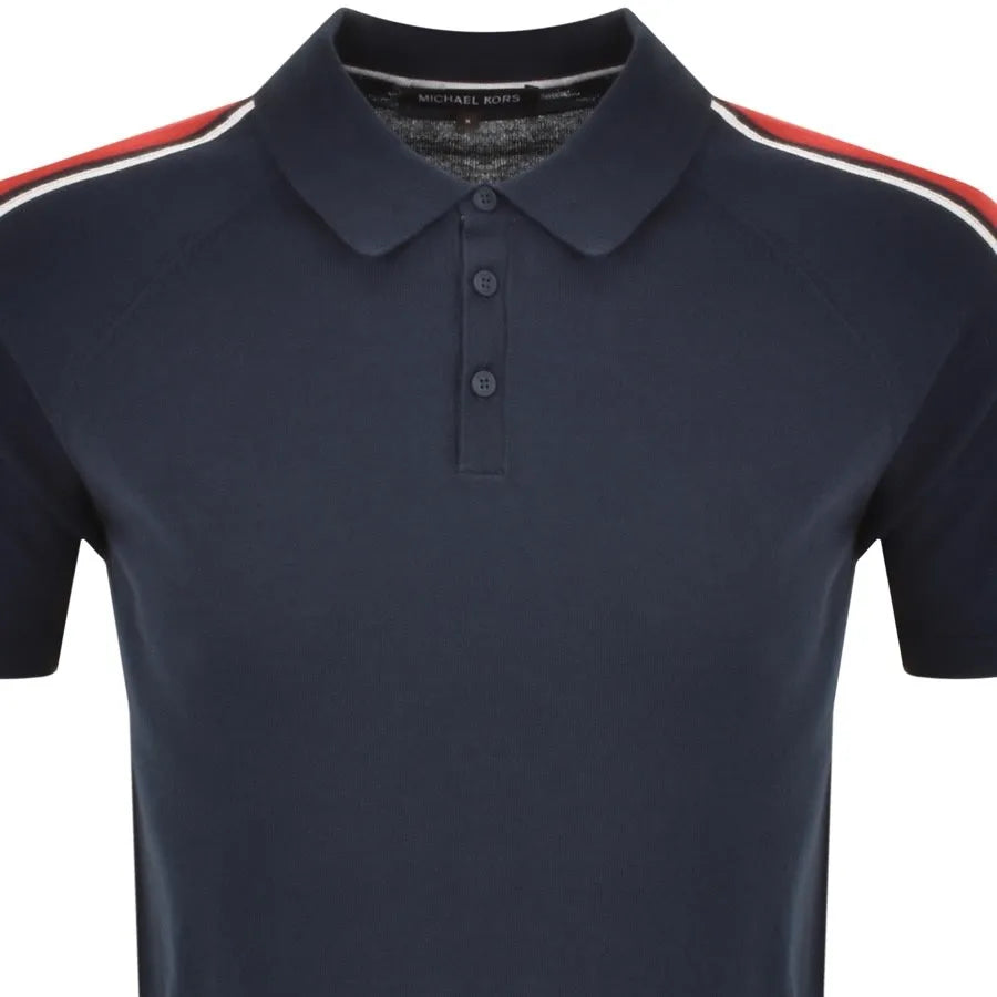 Michael Kors Racing Stripe Polo T Shirt Navy