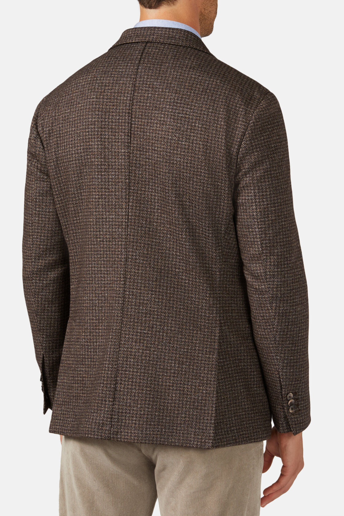 Boggi Brown B-Jersey Wool/Cotton Houndstooth Blazer