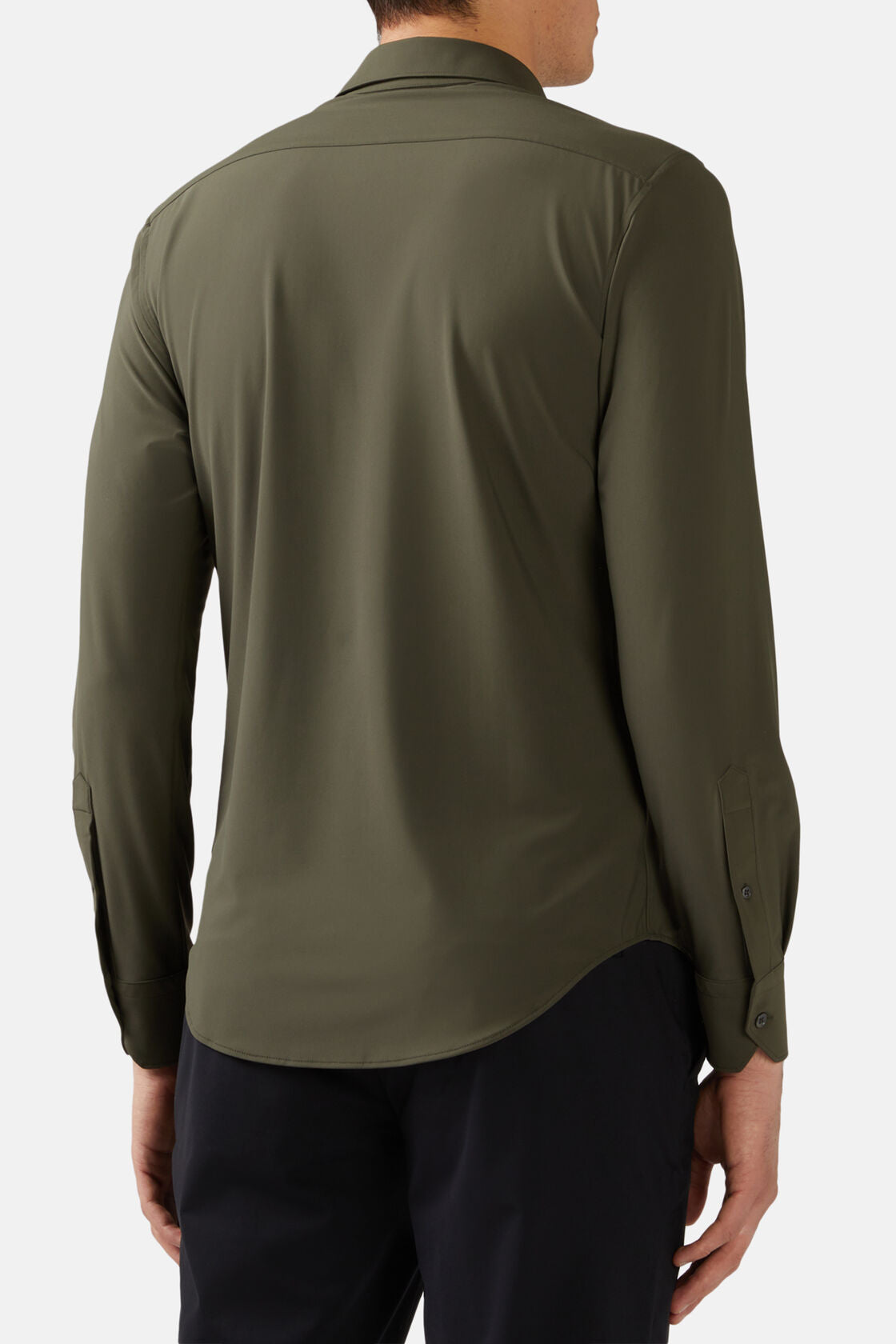 Boggi Army Green Stretch Nylon Shirt With A Slim Fit