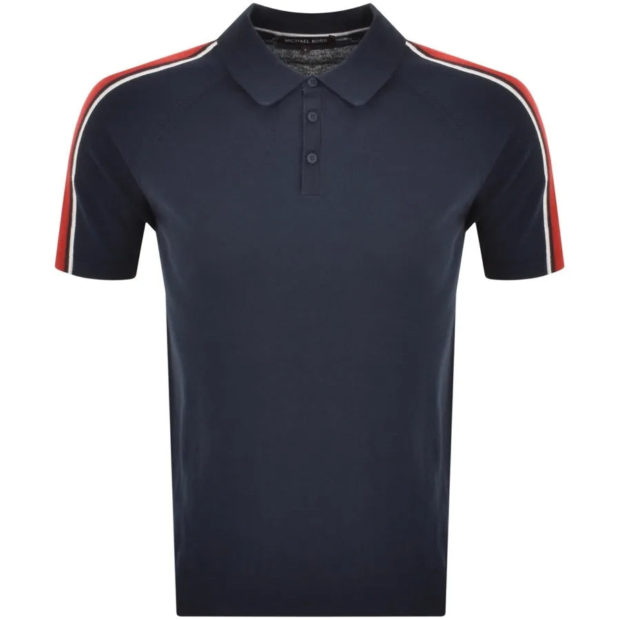 Michael Kors Racing Stripe Polo T Shirt Navy