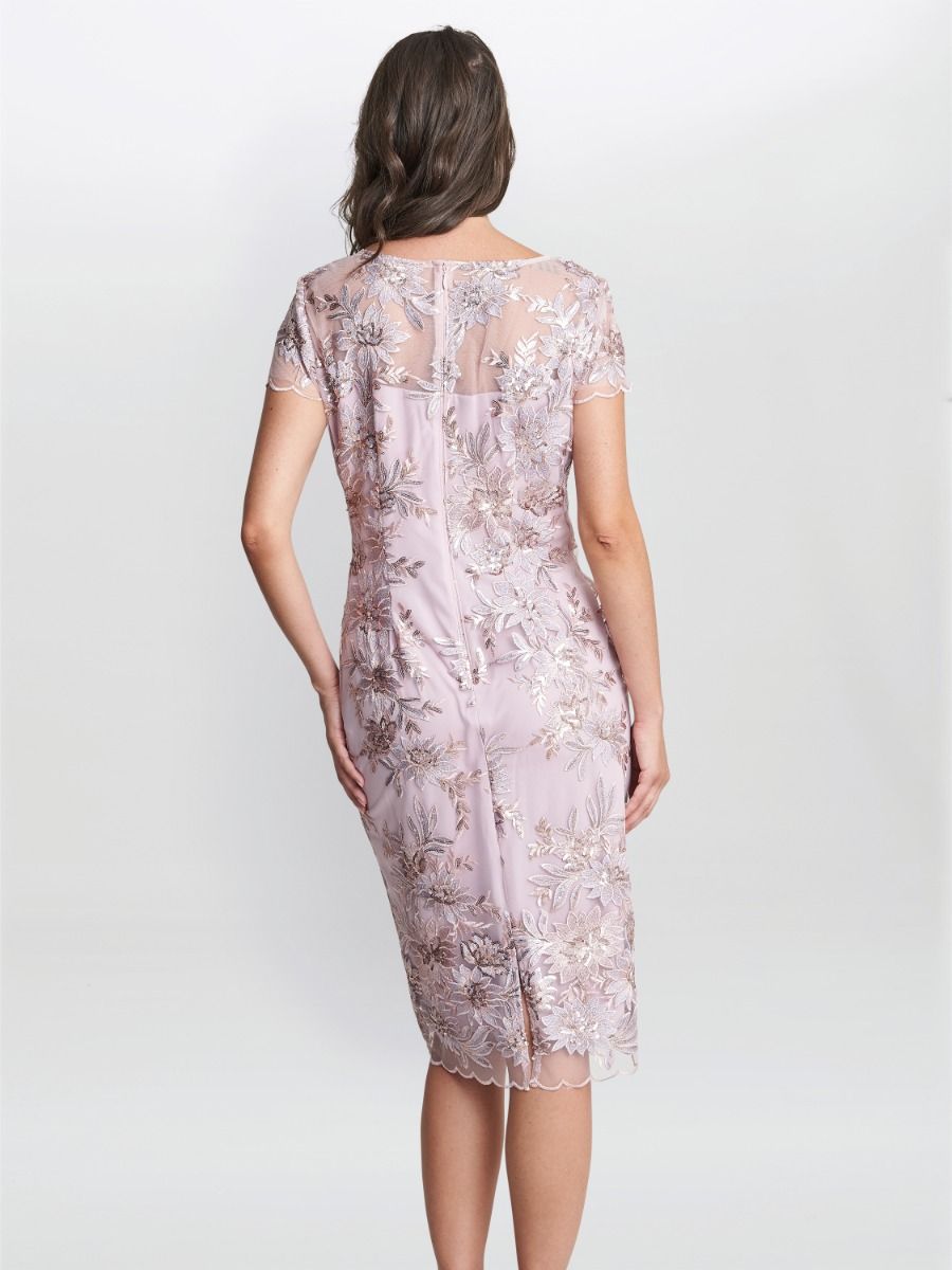 Gina Bacconi Edna Midi Embroidered Dress